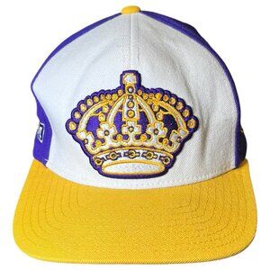 Vintage NHL LA Kings Crown Snapback Hat CCM Purple Gold Cap 100% Wool